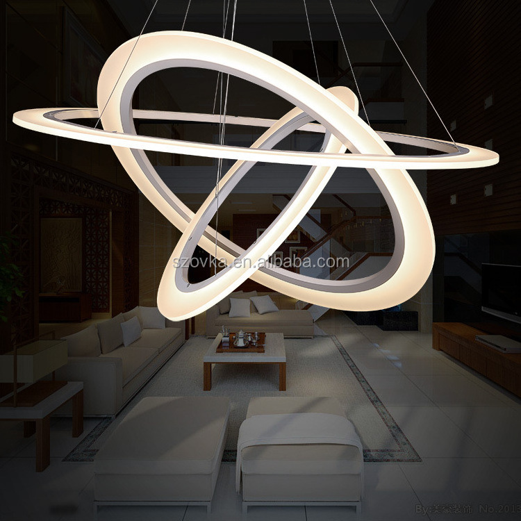 modern decorative pendant lights living room kitchen simple acrylic dining table rings chandeliers