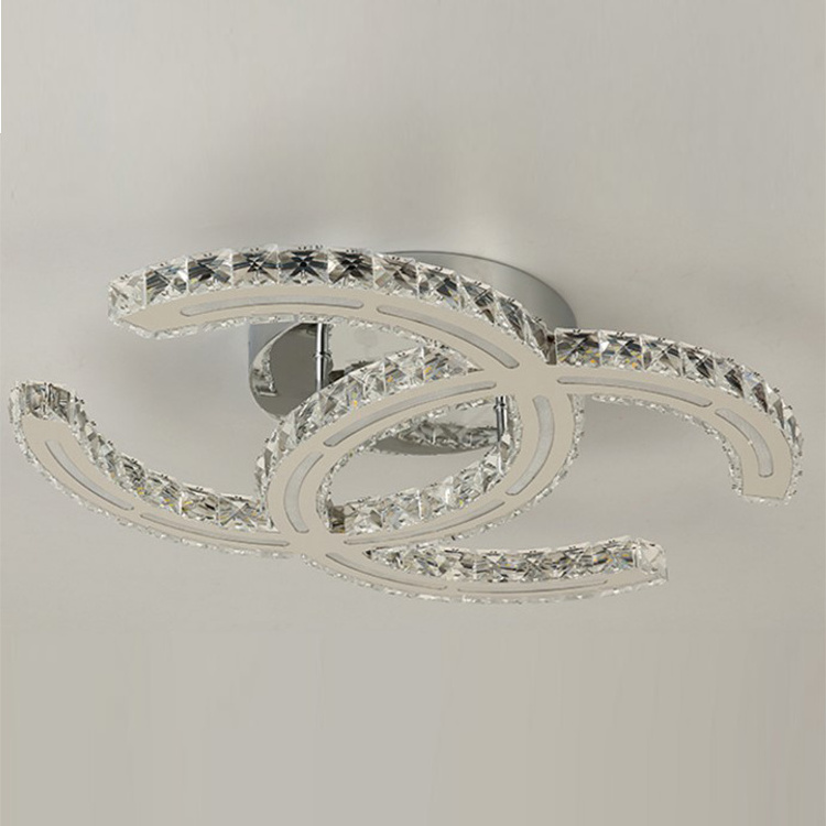 Double C type Modern chrome 36W led kitchen bed living room chandelier crystal ceiling light