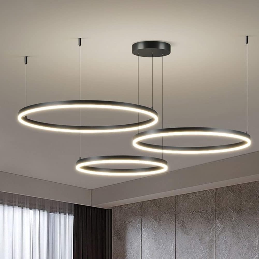 LED Chandelier Black Luxury Modern for Living Room Dimmable Flush Mount Ceiling Pendant Light Fixture with Remote Control