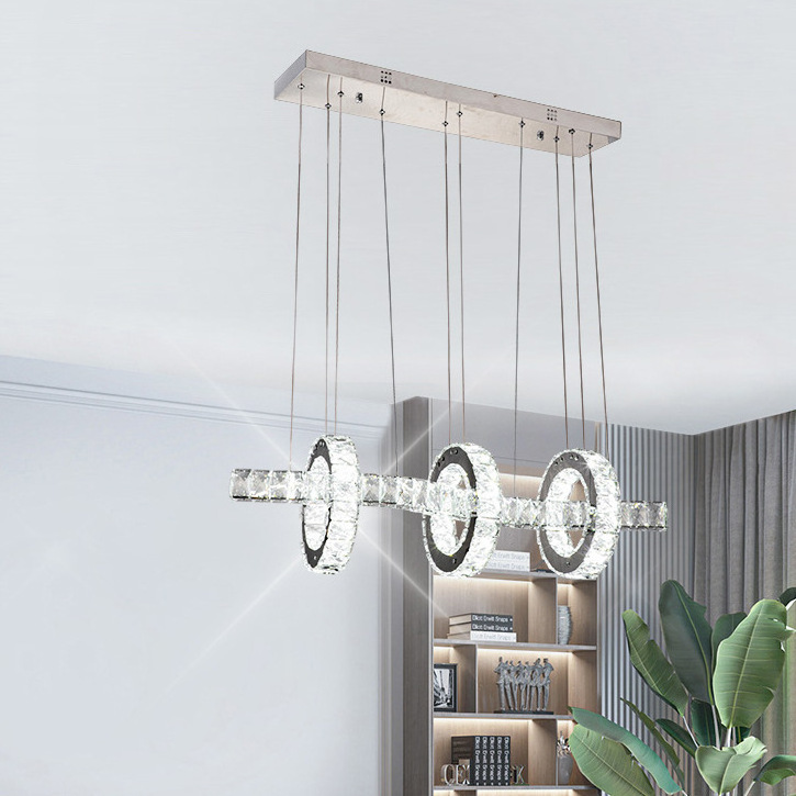 New Nordic Crystal Home Dining Room Lamp Luxury Modern Stainless steel High Ceiling Hanging Light