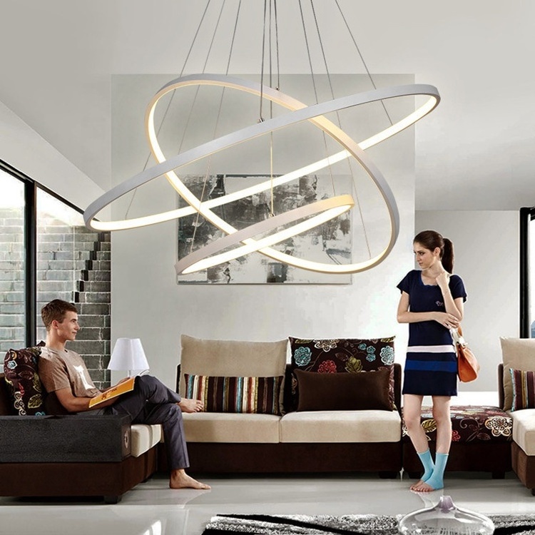 simple hanging decorative ceiling pendant light circ lights modern 3 rings  LED  living room acrylic design pendant light