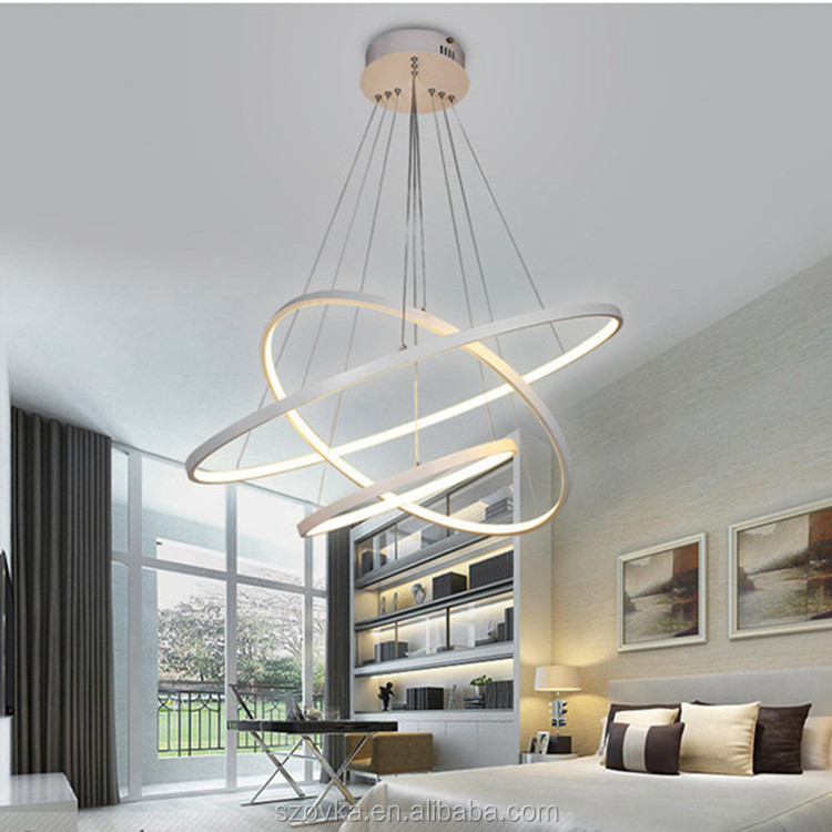 simple hanging decorative ceiling pendant light circ lights modern 3 rings  LED  living room acrylic design pendant light