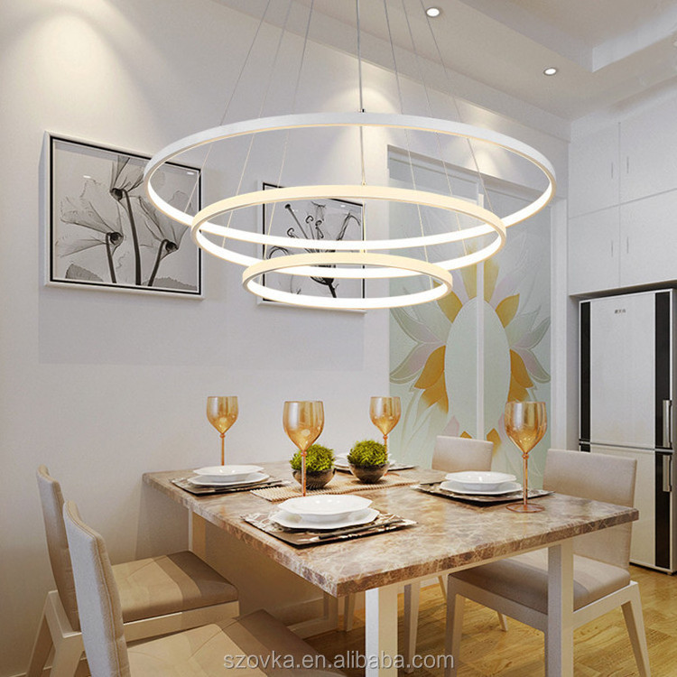 simple hanging decorative ceiling pendant light circ lights modern 3 rings  LED  living room acrylic design pendant light