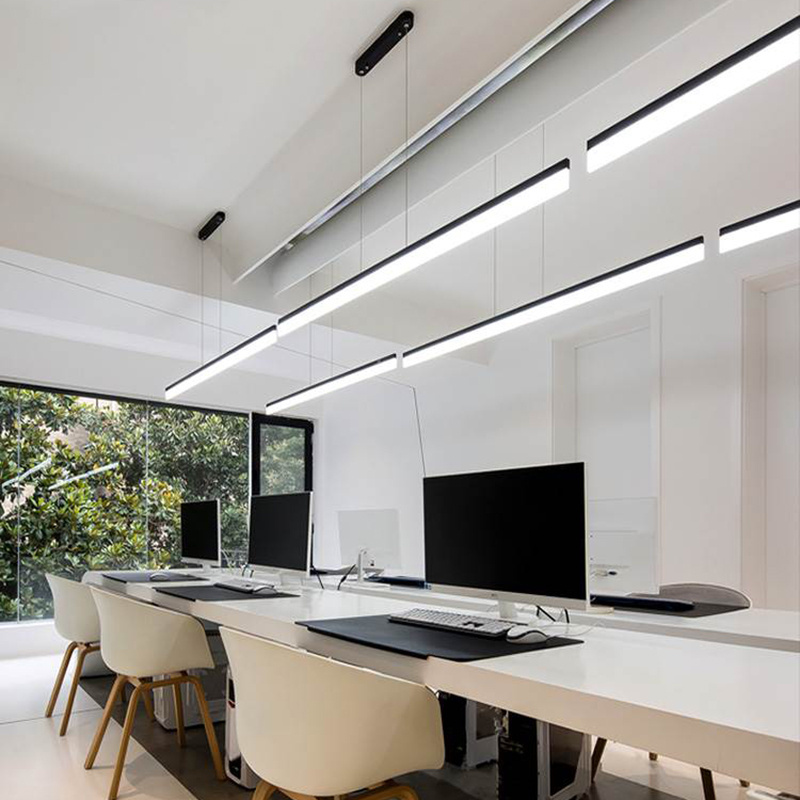 Simple modern office LED pendant light that can be splice