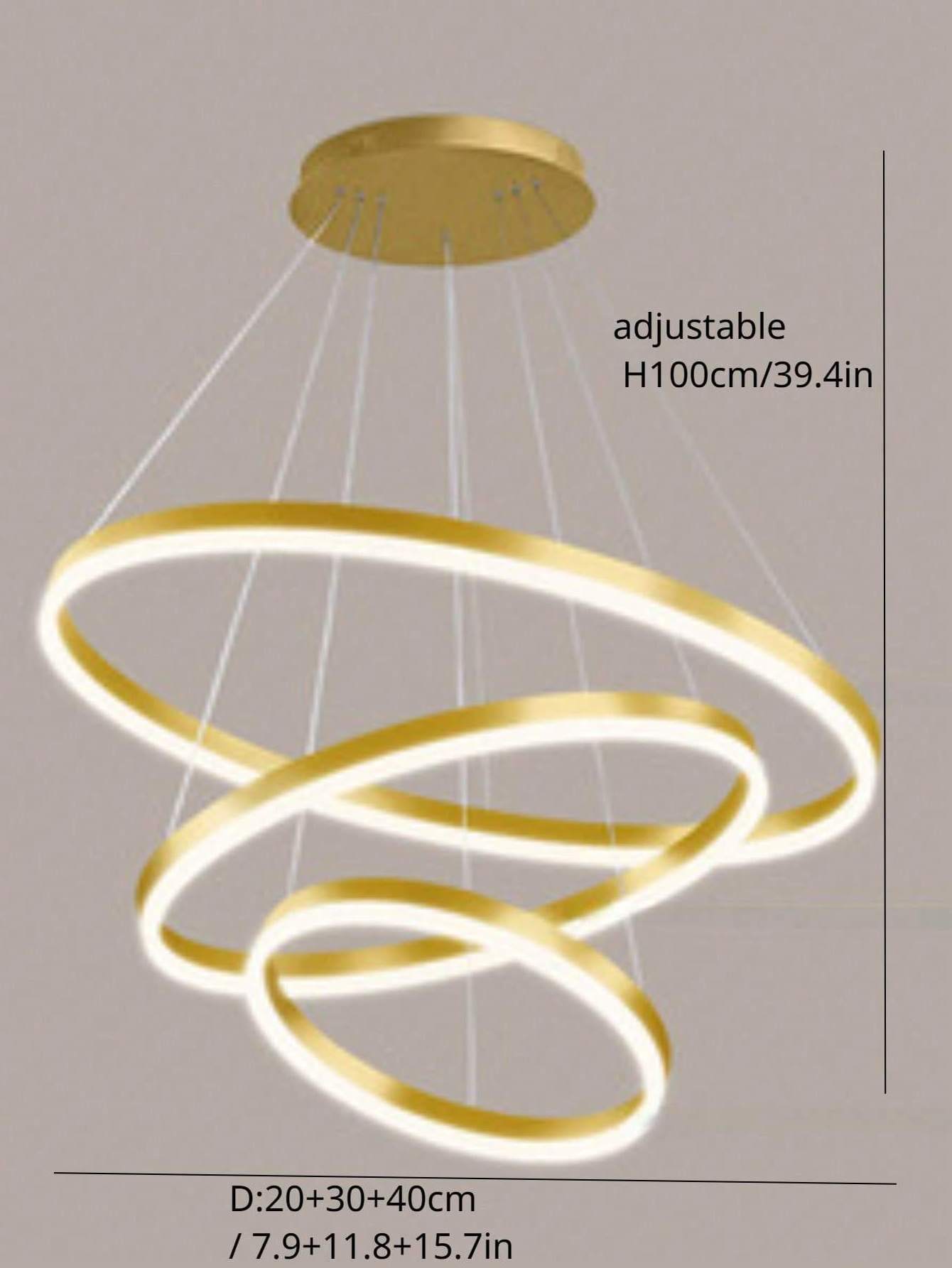 Chandelier For Living room Dining room Metal Chandelier Lighting Hanging Gold 3 Circle Rings Lamp Lampare deco tech