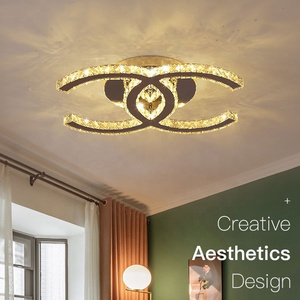 Double C type Modern chrome 36W led kitchen bed living room chandelier crystal ceiling light