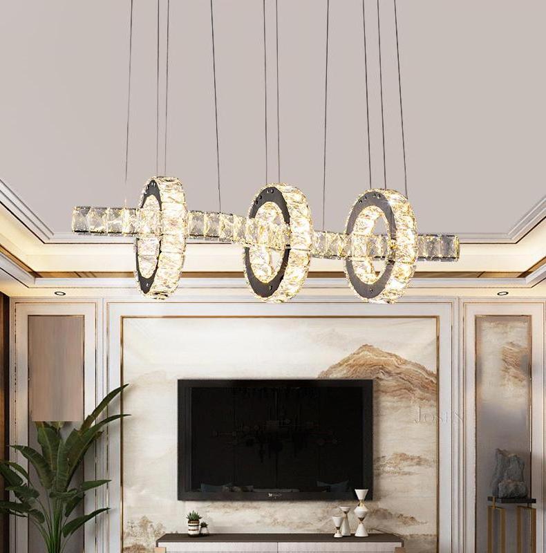 New Nordic Crystal Home Dining Room Lamp Luxury Modern Stainless steel High Ceiling Hanging Light