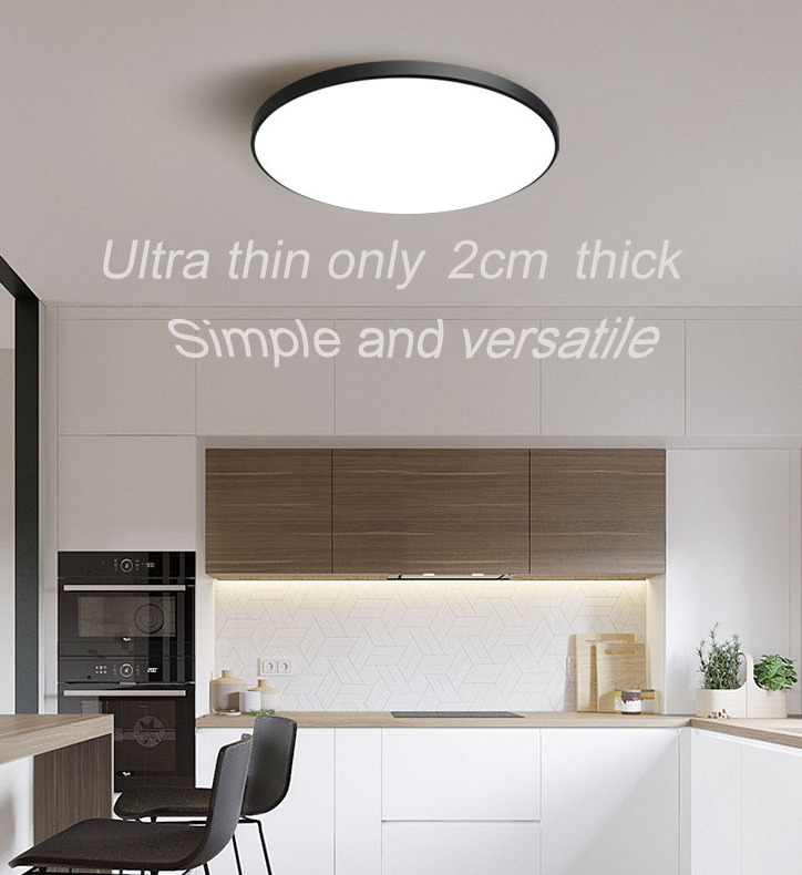 220V D27CM Modern Ultra Thin Surface Mounted Lamps ,2700~6500K Decorative Lighting Fixtures  Tri-proof LED Ceiling Lights