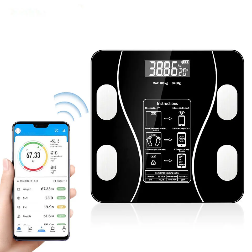 Smart wireless APP Body Scales Fat measure 180KG Bathroom Body Weighing Scales hotel home use OEM electronic scales