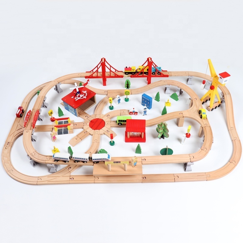 2024 new 133 pcs Train track with building blocks Made of wood from Germany train baby gift toy for children