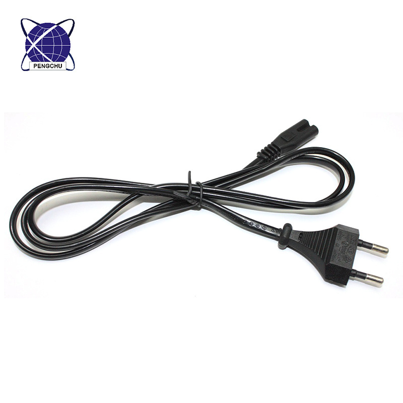 Customization PVC Jacket Pure Copper European AC Power Cable to IEC VDE C7 EU 2 Pin Plug EU Power Cord