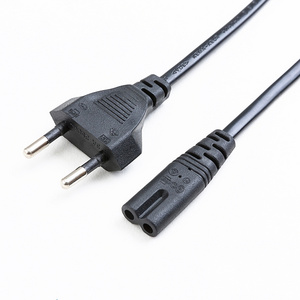 Customization PVC Jacket Pure Copper European AC Power Cable to IEC VDE C7 EU 2 Pin Plug EU Power Cord