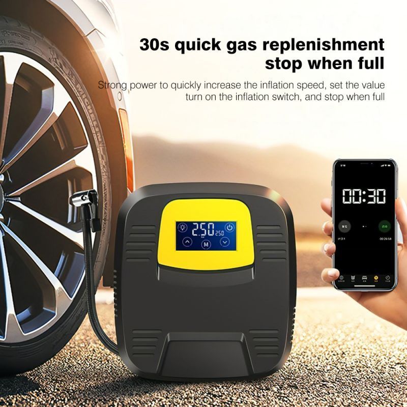 Air Compressor Tire Inflator DC 12V Touch Screen Digital Pressure Gauge Car Portable Electric Air Pump