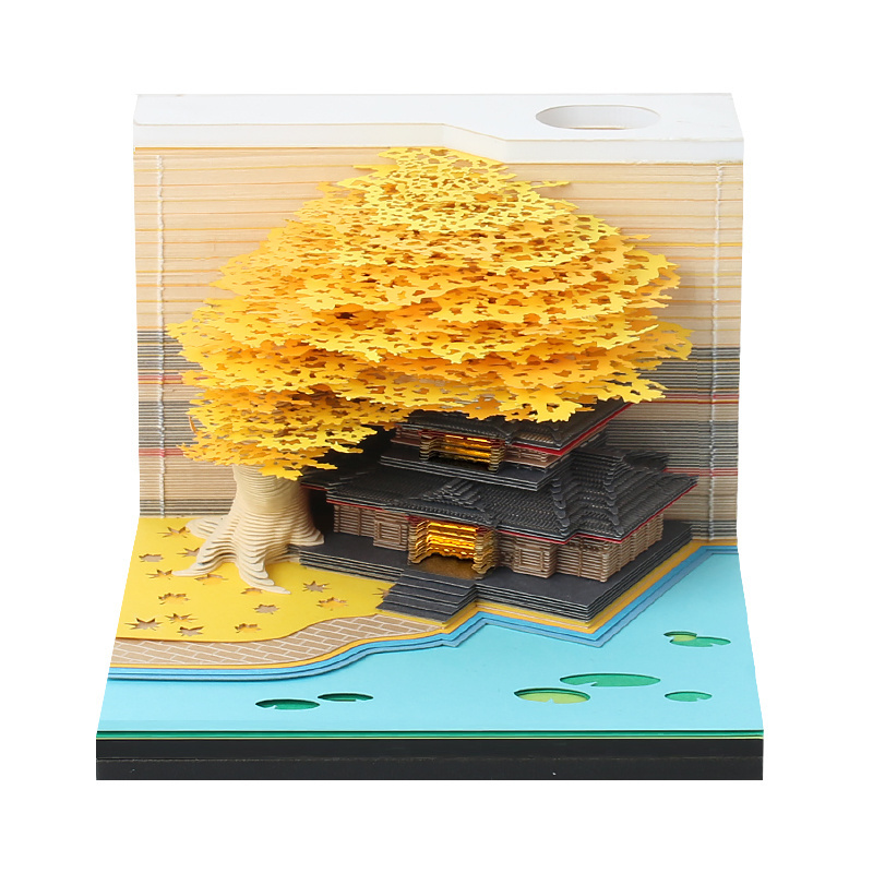 Custom Design 3D Note Pad Block 3D Memo Pad Cherry Blossom Sakura Tree 3D Art Paper Calendar