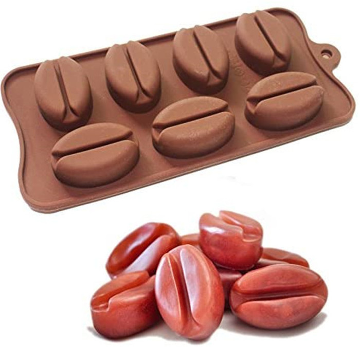 P0497 Food Grade 55 Cavity Mini Coffee Bean Chocolate Sugar Candy Mould Silicone Ice Tray Mold