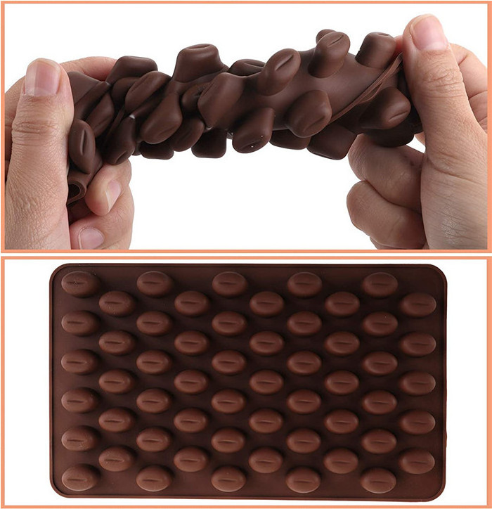 P0497 Food Grade 55 Cavity Mini Coffee Bean Chocolate Sugar Candy Mould Silicone Ice Tray Mold