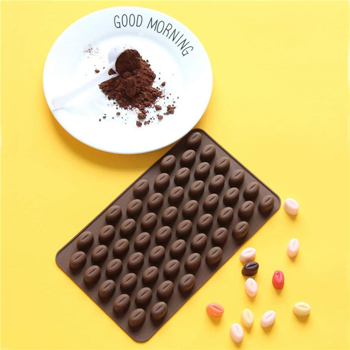 P0497 Food Grade 55 Cavity Mini Coffee Bean Chocolate Sugar Candy Mould Silicone Ice Tray Mold