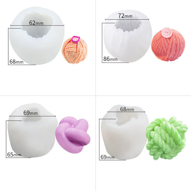 P1343 Custom 3D Luxury Silicone Wool Ball Candle Molds Korean Handmade Soy Candles Making Aroma Wax Soap Molds