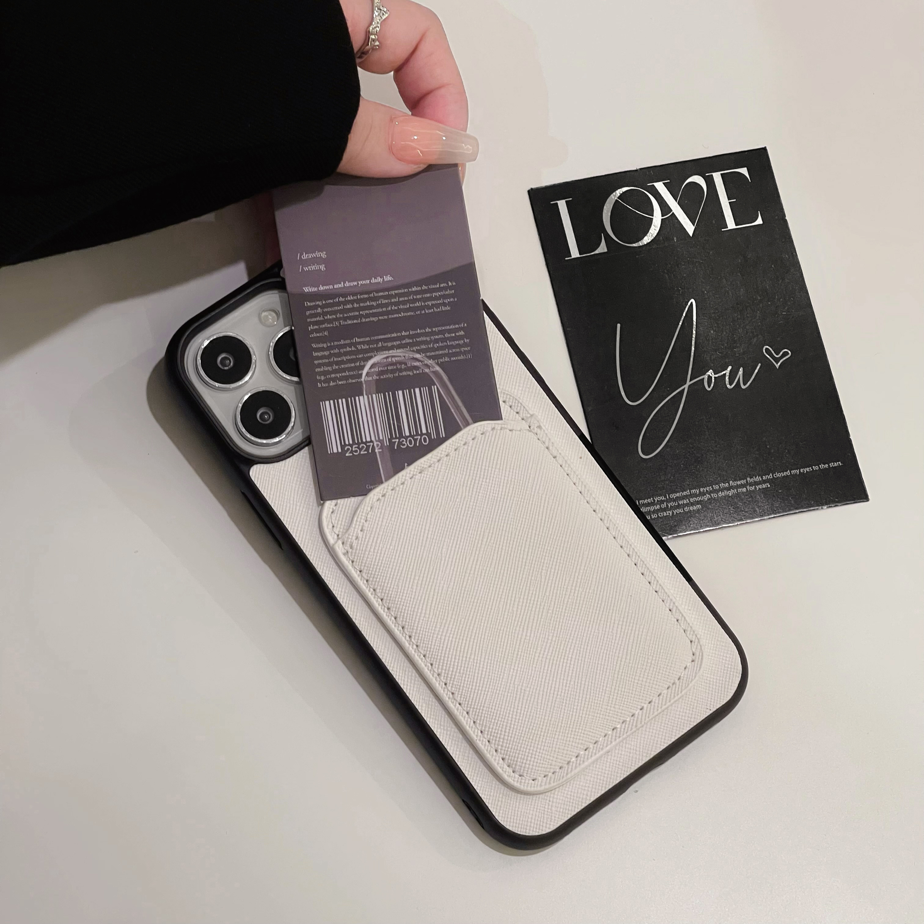 Luxury Full Grain for 15 13 Cell Mobile Phone Cover Black Card Slot Pu Leather Phone Case for Iphone 14 Pro Max