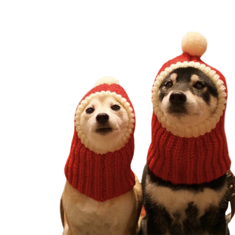 Red Santa Dog Hat Winter Pet Dog Accessories New Year Happy Pet Hat Dog Costume Christmas Hat for Cats Reindeer Puppy Cap Scarf