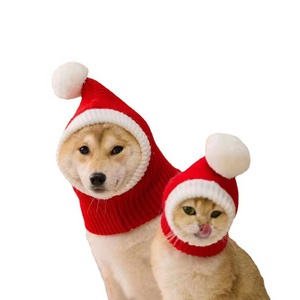 Red Santa Dog Hat Winter Pet Dog Accessories New Year Happy Pet Hat Dog Costume Christmas Hat for Cats Reindeer Puppy Cap Scarf