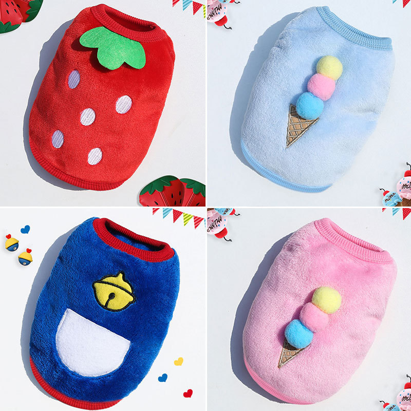 Autumn Winter Cartoon Puppy Pet Cat Coats Jacket Warm Fleece Dog Costumes Clothes for Small Dogs Pet Supplies Dog Accessories