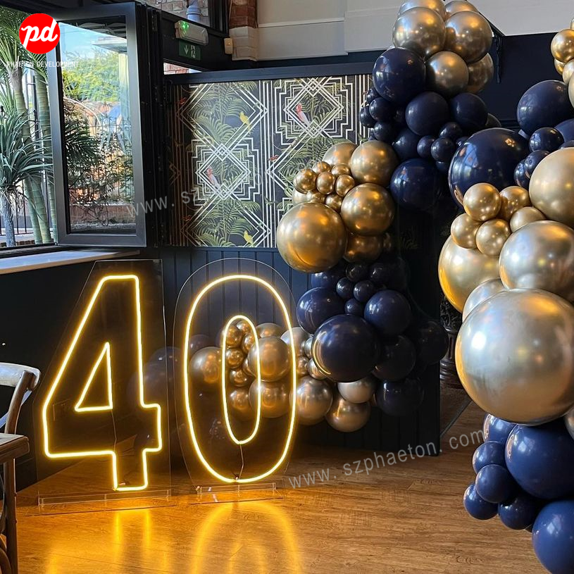 2023 New Style Big Marquee Neon Numbers Free Standing, Led Lights 40th Birthday Party Supplies Decorations