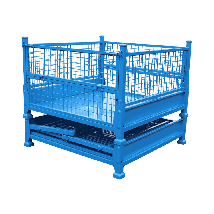 Stacking Folding Collapsible Powder Coating Steel Metal Storage Pallet Wire Mesh Stillage Cage