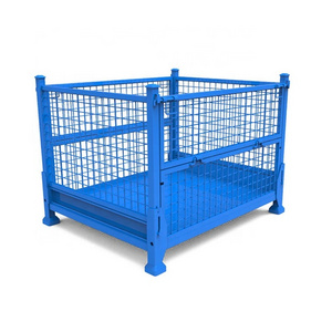 Stacking Folding Collapsible Powder Coating Steel Metal Storage Pallet Wire Mesh Stillage Cage