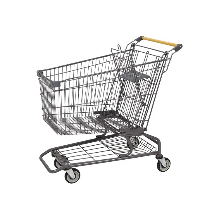 100L 160L Metal Convenient Store Supermarket Cart Shopping Trolley With Seat