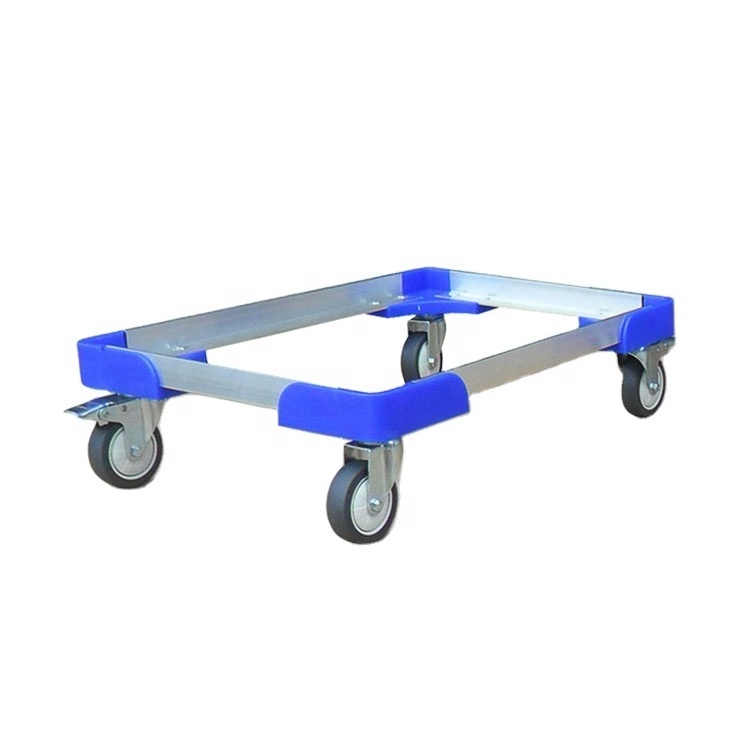 Aluminum Hot selling Wheeled Crate Skate,Factory Directly Sale Four Wheel Flat Cart Plastic Aluminum Container Moving Dolly