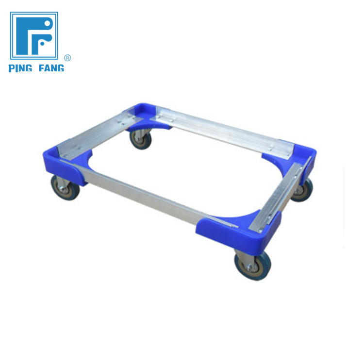 Aluminum Hot selling Wheeled Crate Skate,Factory Directly Sale Four Wheel Flat Cart Plastic Aluminum Container Moving Dolly