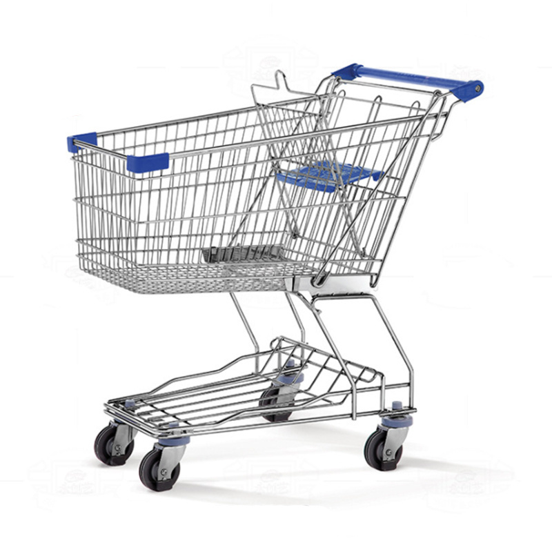 100L 160L Metal Convenient Store Supermarket Cart Shopping Trolley With Seat