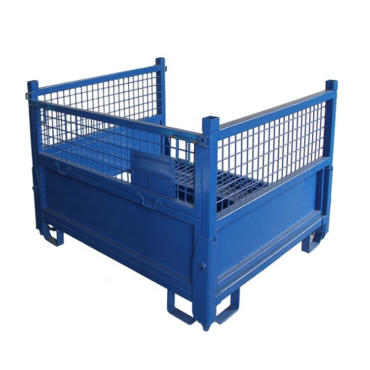 Hot sale Box Wire Cage Metal Bin Storage Container Wire Mesh Pallet Crate Foldable Stackable Steel Storage cage pallet