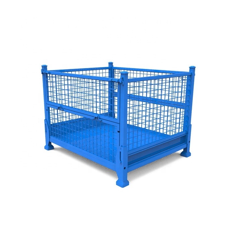 Stacking Folding Collapsible Powder Coating Steel Metal Storage Pallet Wire Mesh Stillage Cage