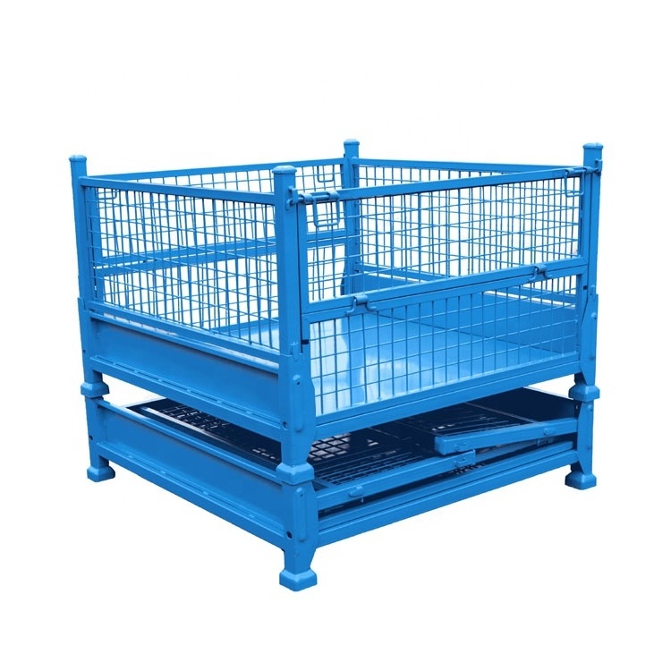 Stacking Folding Collapsible Powder Coating Steel Metal Storage Pallet Wire Mesh Stillage Cage