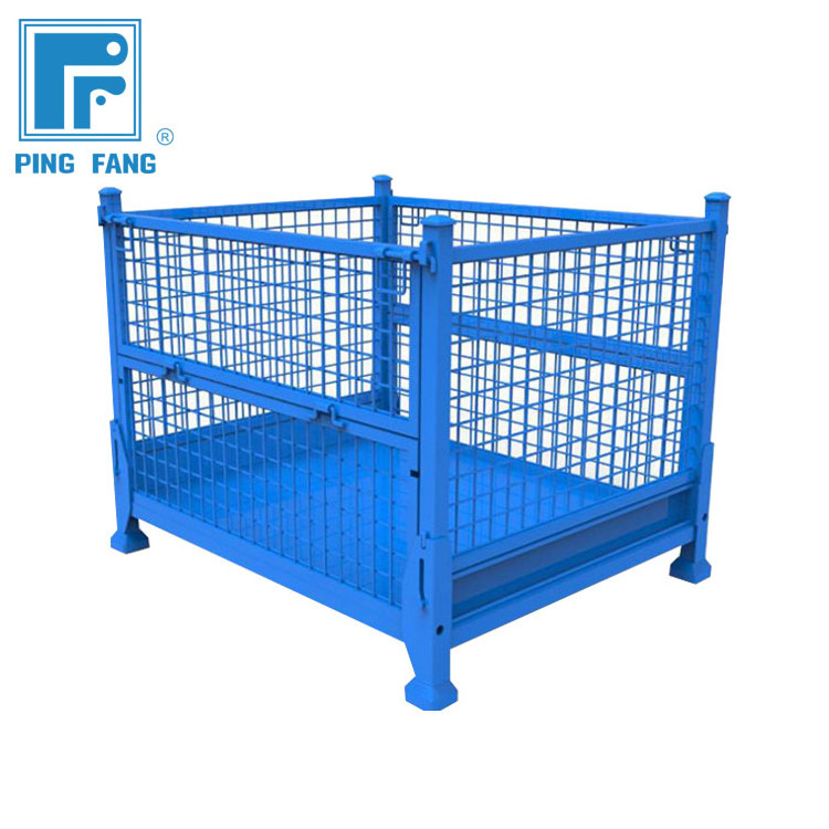 Hot sale Box Wire Cage Metal Bin Storage Container Wire Mesh Pallet Crate Foldable Stackable Steel Storage cage pallet