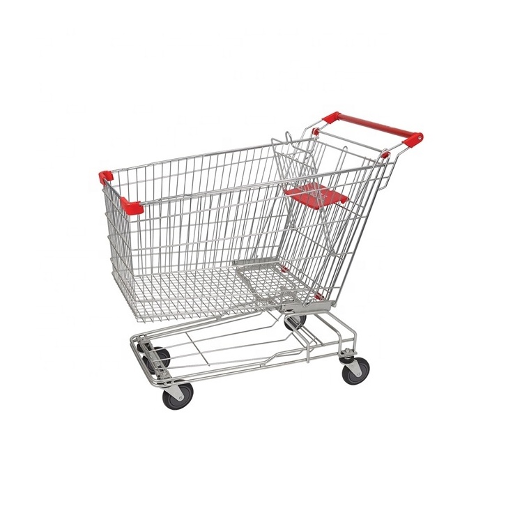 100L 160L Metal Convenient Store Supermarket Cart Shopping Trolley With Seat