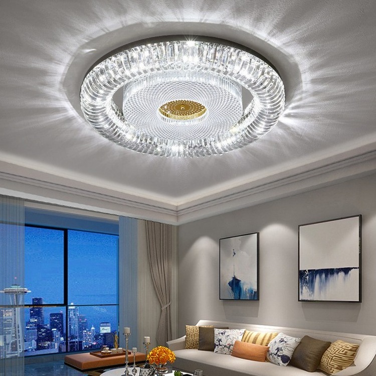 Circular K9 Crystal Light Luxury Ceiling Light Rural Living Room Modern Large Bedroom Lighting Minimalist Nordic Ceiling Lamp