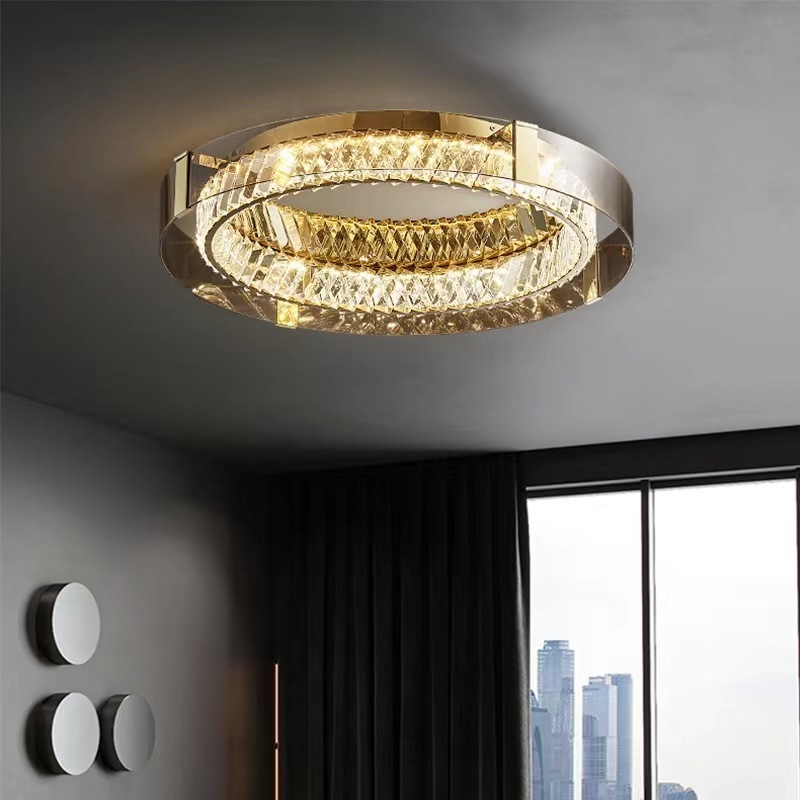 Personalized And Creative Round Retro Ceiling Light Italian Luxury Crystal Ceiling Lamp Modern Living Room Ceiling Lighting