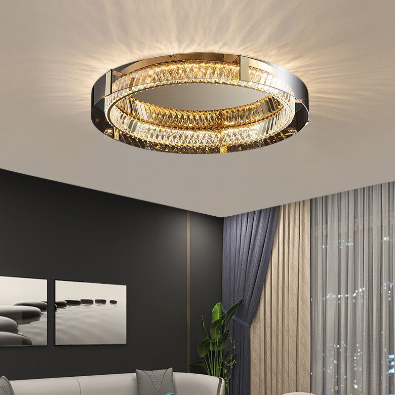 Personalized And Creative Round Retro Ceiling Light Italian Luxury Crystal Ceiling Lamp Modern Living Room Ceiling Lighting