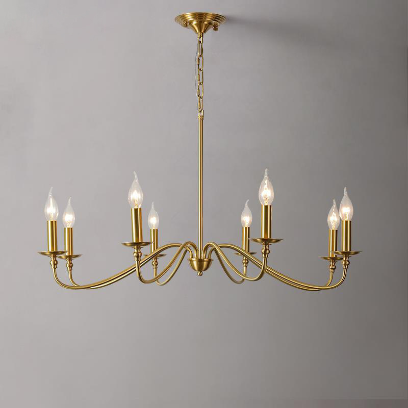 American Style Retro Brass Chandelier Simple Style Dining Table Light Luxury Pendent Lamp Living Room Bedroom Farmhouse Light