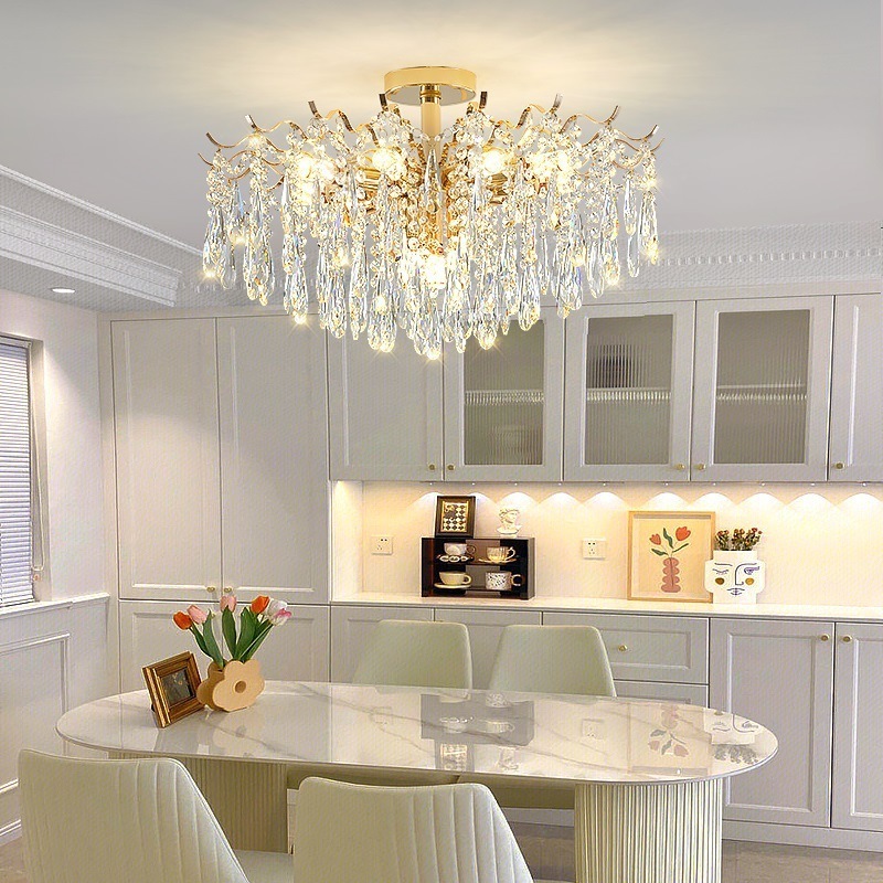 Luxury and Atmospheric French Crystal Chandelier Villa Ceiling Light Cream Style Minimalist Bedroom Restaurant Living Room