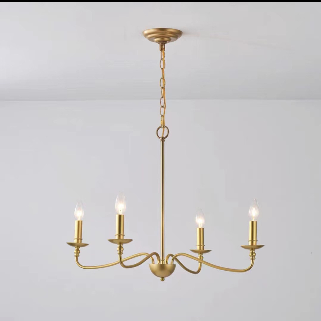 American Style Retro Brass Chandelier Simple Style Dining Table Light Luxury Pendent Lamp Living Room Bedroom Farmhouse Light