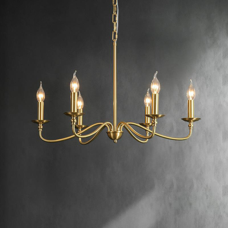 American Style Retro Brass Chandelier Simple Style Dining Table Light Luxury Pendent Lamp Living Room Bedroom Farmhouse Light