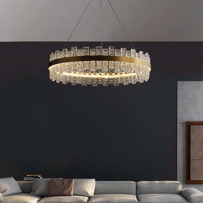 Stainless Steel Minimalist Italian Crystal Pendant Large Crystal Chandelier For Hotels Rock Ice Glass Crystal Lightings