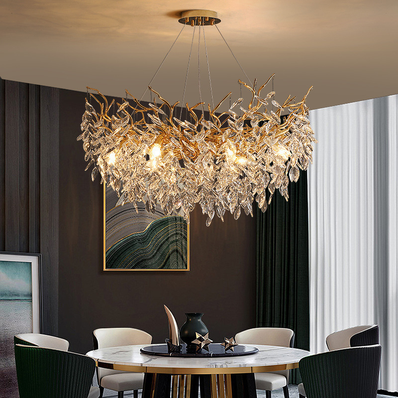 D23.6 Inch Restaurant Pendant Lights Luxurious Living Room Crystal Lamp Elegant Modern Raindrop Decoration Pendant Pendant