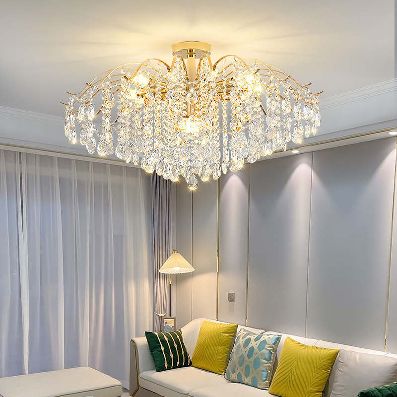 Luxury and Atmospheric French Crystal Chandelier Villa Ceiling Light Cream Style Minimalist Bedroom Restaurant Living Room