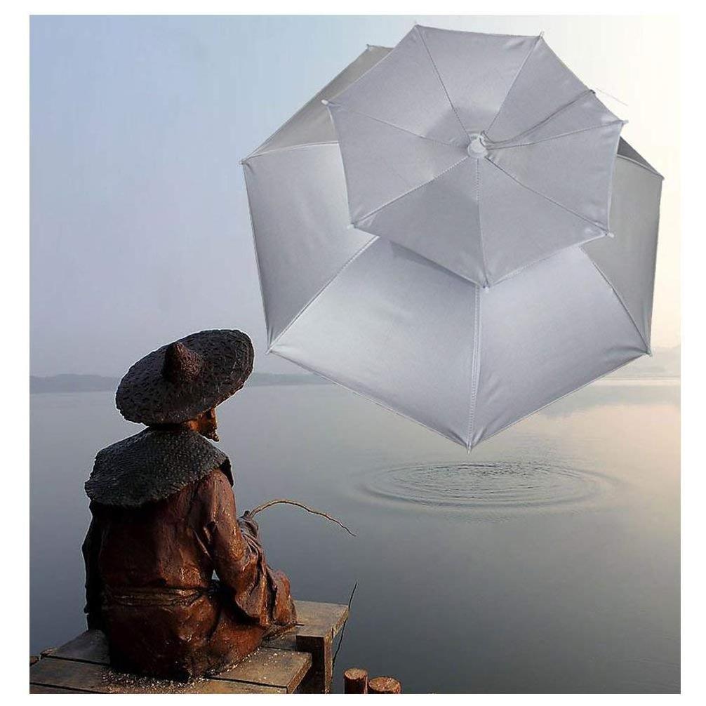 Luwint 36 Umbrella Hat  2 Layer Folding Rain UV Protection Headwear Fishing Umbrella for Gardening Golf Outdoor