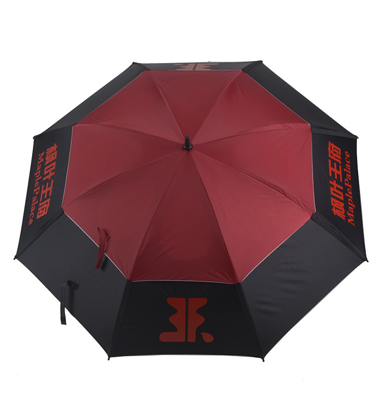 Customized Printing Logo Auto Open Black And Red Vented Golf Umbrella